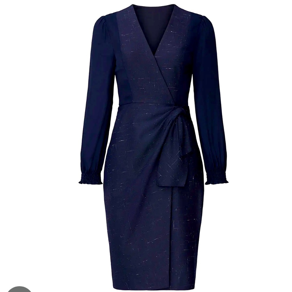 Rebecca Taylor Navy Cross Hatch Wrap Dress